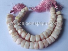 Pink Opal Hammered Roundelle Shape Beads